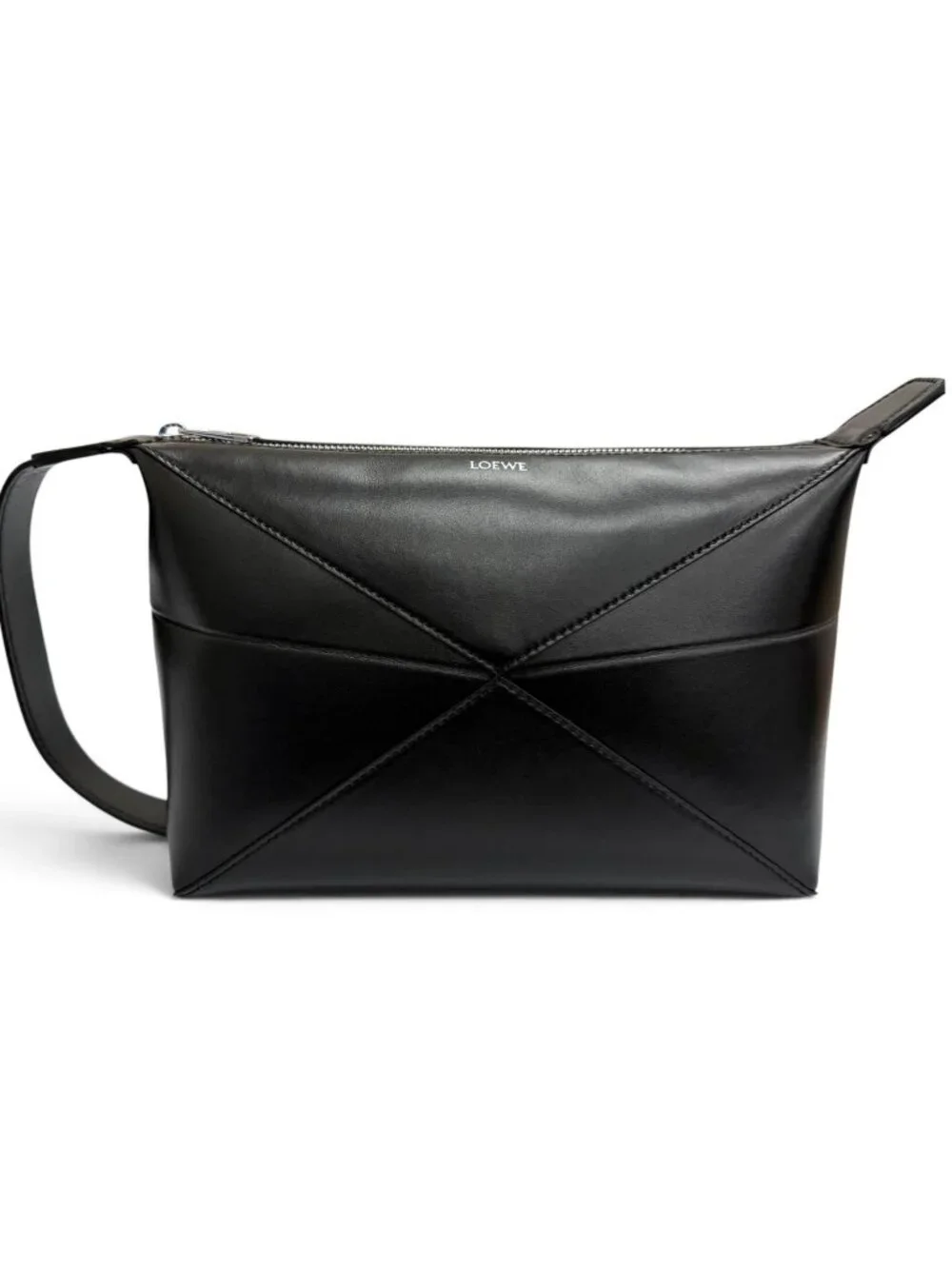 Loewe Puzzle Fold Shiny Napa Calfskin Wash Clutch Black
